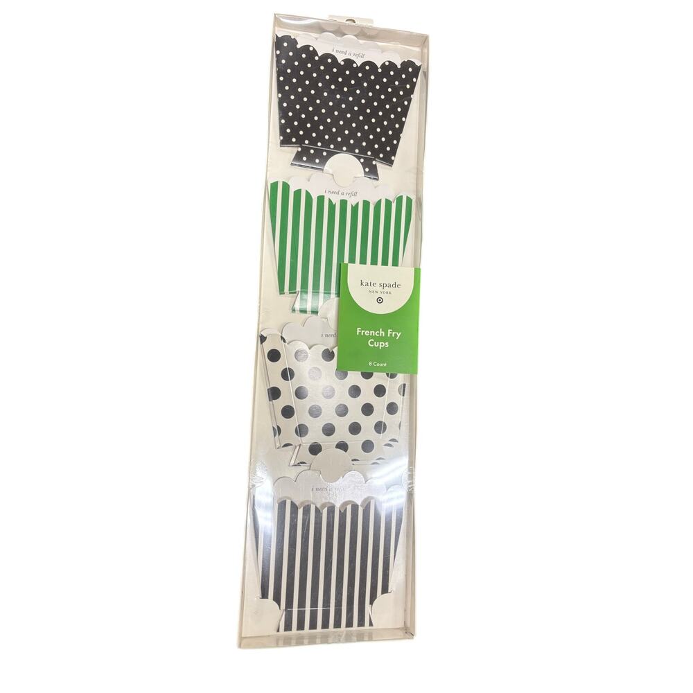 Kate Spade Paper French Fry cups 8/pack black white 4 packs total or 32 cups